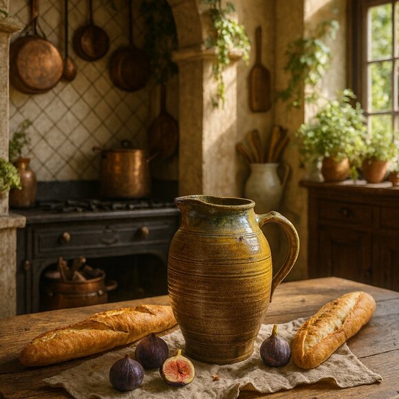 Vintage RARE Signed Mossy Brown Handmade Stoneware Pitcher Jug - Picture 2 of 10